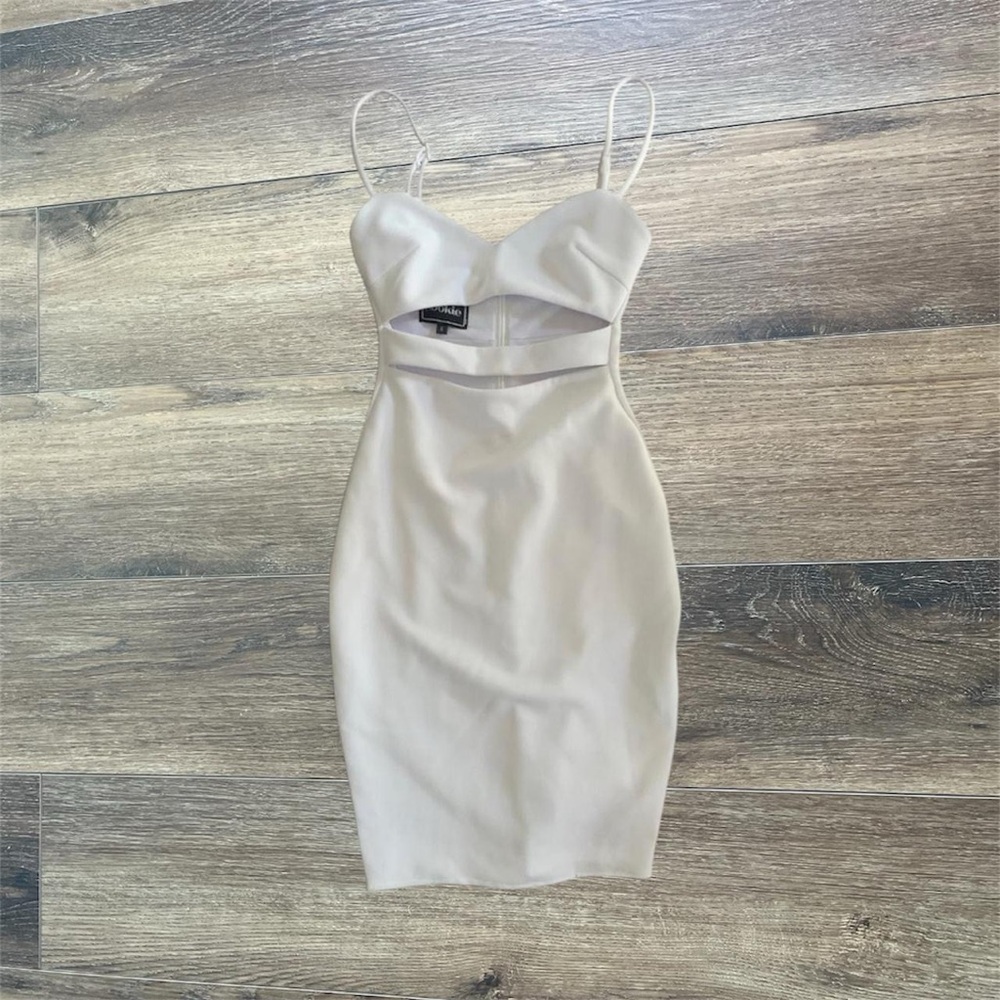 Nookie white mini cutout strap dress